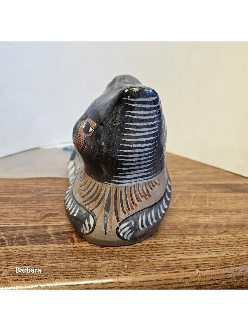 Vintage 50s Mexican Handpainted Decorative Ceramic Pottery Tonala Cat - Picture 4 of 11